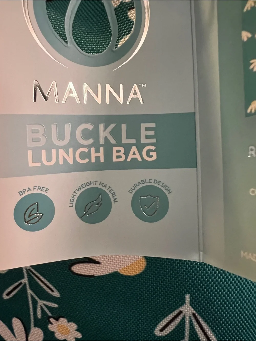 Manna Teal Floral Lunch Tote with Yellow Strap and Teal Blue Glass Lunchbox